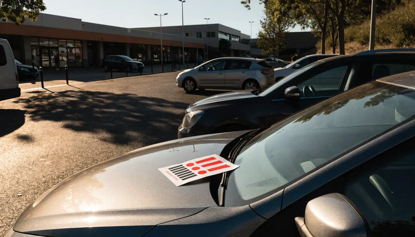 Promotional gambling flyer tucked under car wiper in Australian carpark